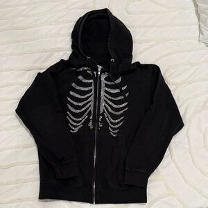 Women’s Black Skeleton Rhinestone Hoodie